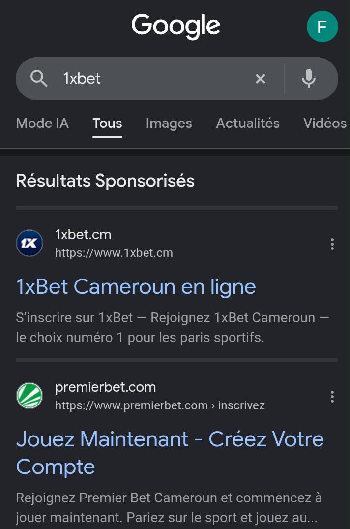 1xbet dans chrome